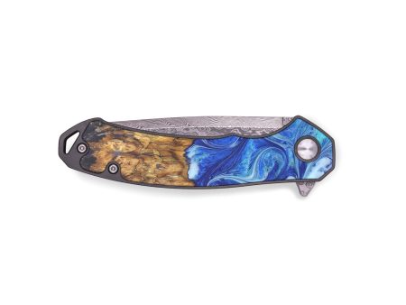 EDC Wood+Resin Pocket Knife - Reign (Blue, 690764) Sale