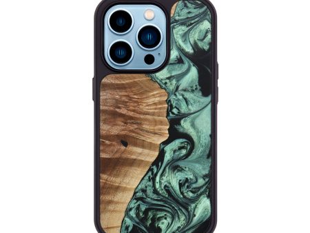 iPhone 14 Pro Wood+Resin Phone Case - Grover (Green, 690667) Hot on Sale