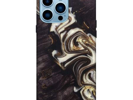 iPhone 14 Pro Max Wood+Resin Live Edge Phone Case - Ace (Black & White, 691001) Online Sale