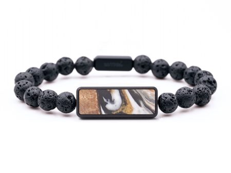 Lava Bead Wood+Resin Bracelet - Rickie (Black & White, 690235) Supply