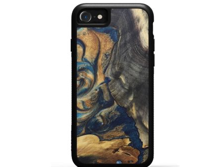 iPhone SE Wood+Resin Phone Case - Addie (Teal & Gold, 690357) Sale