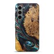 Galaxy S23 Plus Wood+Resin Live Edge Phone Case - Juliana (Teal & Gold, 688637) Sale