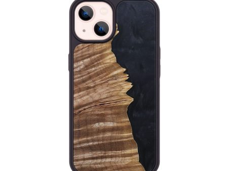 iPhone 14 Wood+Resin Phone Case - Mary (Pure Black, 690891) For Cheap