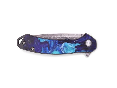 EDC Wood+Resin Pocket Knife - Cortney (Blue, 690760) Online Hot Sale