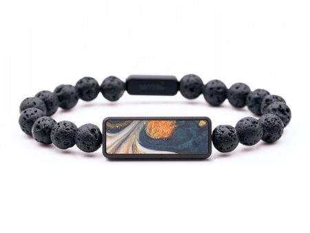 Lava Bead ResinArt Bracelet - Milani (Teal & Gold, 690000) Supply