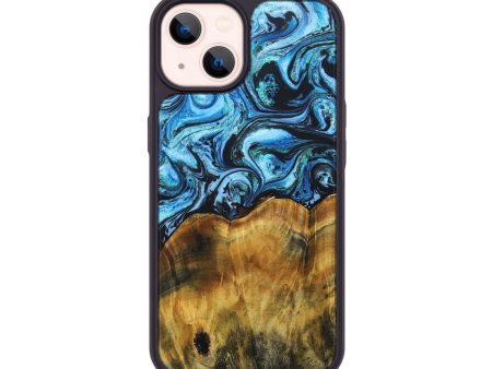 iPhone 14 Wood+Resin Phone Case - Ernestine (Blue, 691294) Discount