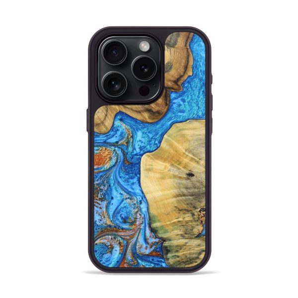 iPhone 15 Pro ResinArt Phone Case - Remi (Teal & Gold, 691187) Discount