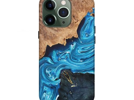 iPhone 13 Pro Wood+Resin Live Edge Phone Case - Issac (Blue, 690296) Online Hot Sale