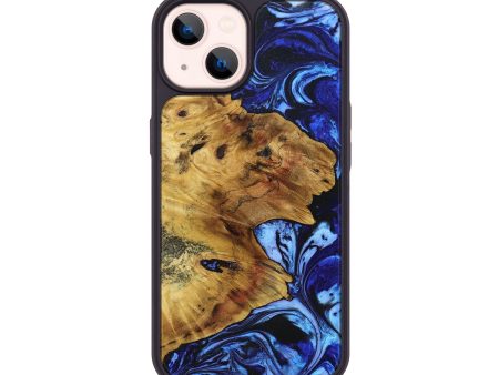 iPhone 14 Wood+Resin Phone Case - Susan (Blue, 691250) Supply