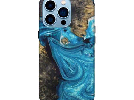 iPhone 14 Pro Wood+Resin Live Edge Phone Case - Deneen (Blue, 691002) Online Hot Sale