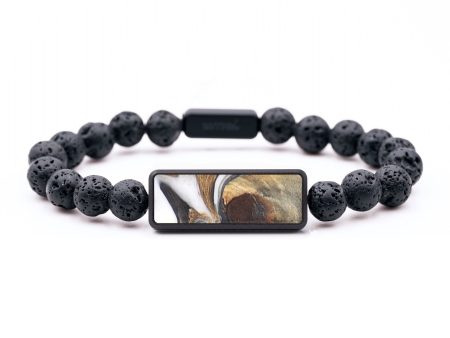 Lava Bead Wood+Resin Bracelet - Summer (Black & White, 689103) Online