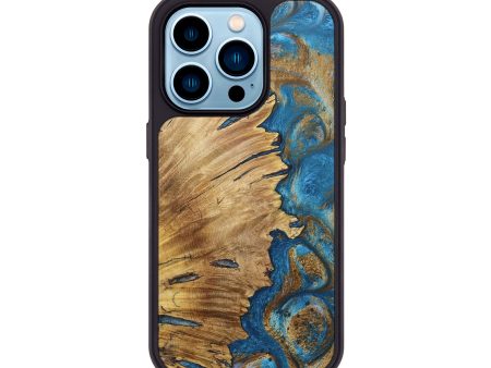 iPhone 14 Pro ResinArt Phone Case - Mateo (Teal & Gold, 691186) For Sale