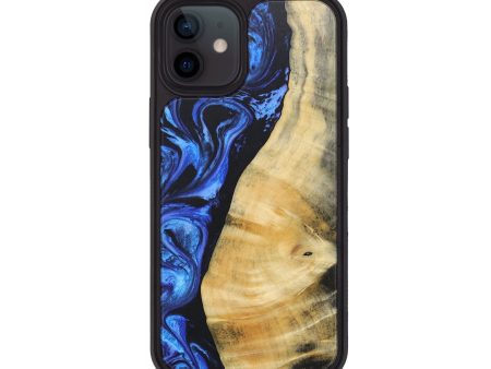 iPhone 12 Wood+Resin Phone Case - Moises (Blue, 688522) Cheap