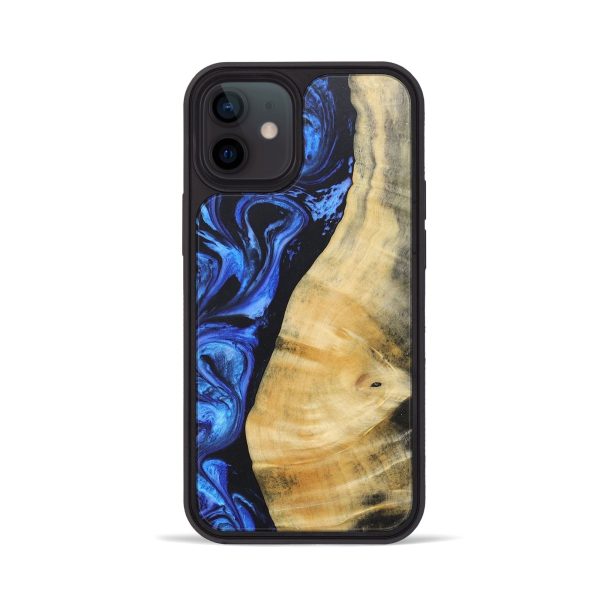 iPhone 12 Wood+Resin Phone Case - Moises (Blue, 688522) Cheap