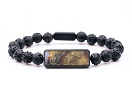 Lava Bead ResinArt Bracelet - Debbie (Black & White, 691141) For Cheap