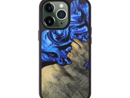 iPhone 13 Pro Wood+Resin Phone Case - Cole (Blue, 688504) For Sale