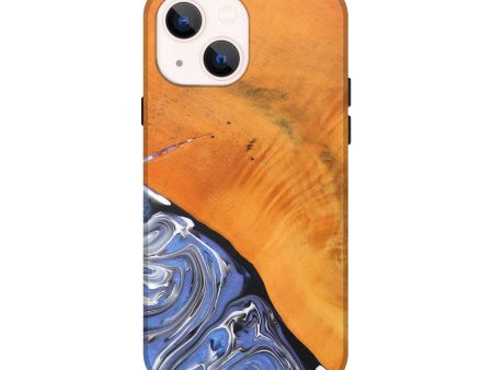 iPhone 14 Wood+Resin Live Edge Phone Case - Charlotte (Blue, 690195) Supply