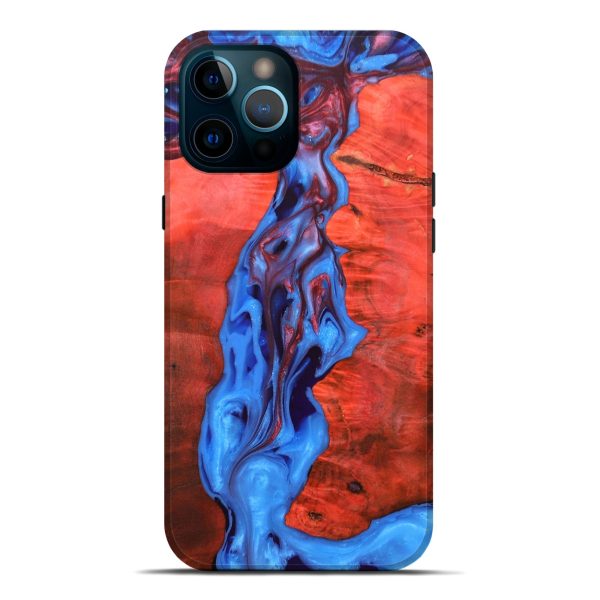 iPhone 12 Pro Max Wood+Resin Live Edge Phone Case - Kenya (Fire & Ice, 693344) For Cheap