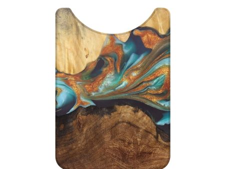 Live Edge Wood+Resin Wallet - Brenna (Teal & Gold, 690214) Cheap