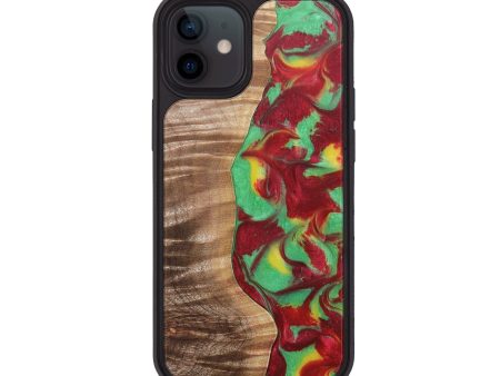 iPhone 12 Wood+Resin Phone Case - Genevieve (Reggae, 689362) For Sale