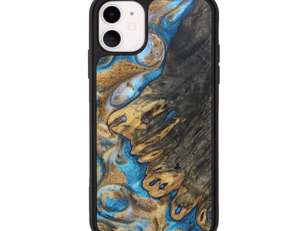 iPhone 11 ResinArt Phone Case - Yvette (Teal & Gold, 691191) For Sale