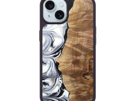 iPhone 15 Wood+Resin Phone Case - Addilyn (Black & White, 690963) on Sale