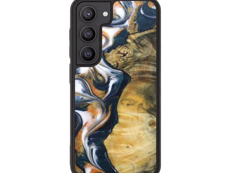 Galaxy S23 Wood+Resin Phone Case - Malakai (Teal & Gold, 688472) Supply