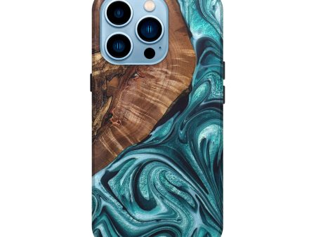 iPhone 14 Pro Wood+Resin Live Edge Phone Case - Brianna (Green, 690713) Supply