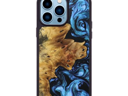 iPhone 14 Pro Max Wood+Resin Phone Case - Andy (Blue, 691289) Online Sale