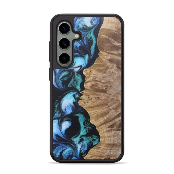 Galaxy S24 Plus Wood+Resin Phone Case - Hayden (Blue, 689683) For Sale