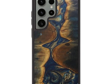 Galaxy S23 Ultra Wood+Resin Phone Case - Skyler (Teal & Gold, 690359) Fashion