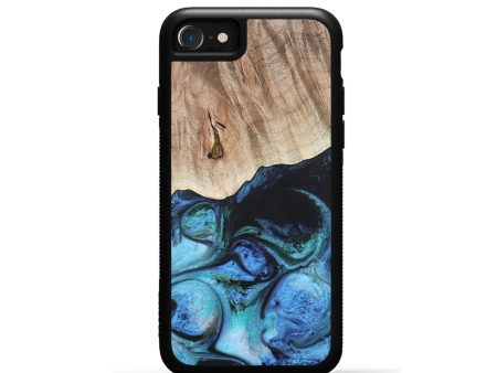 iPhone SE Wood+Resin Phone Case - Juanita (Blue, 689679) Online now