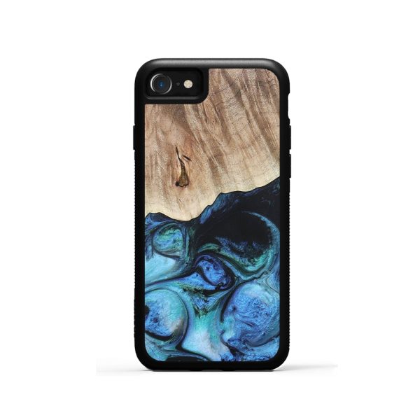 iPhone SE Wood+Resin Phone Case - Juanita (Blue, 689679) Online now