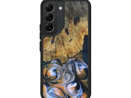 Galaxy S22 Wood+Resin Phone Case - Dwight (Teal & Gold, 690365) Fashion