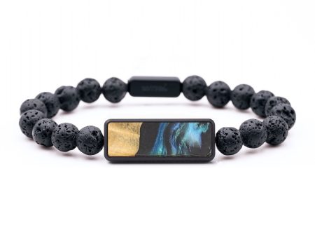 Lava Bead Wood+Resin Bracelet - Walter (Blue, 689998) Online