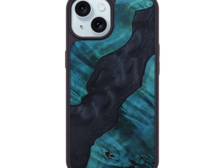 iPhone 15 Wood+Resin Phone Case - Janine (Pure Black, 690902) Cheap