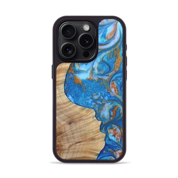 iPhone 15 Pro ResinArt Phone Case - Milo (Teal & Gold, 691203) Sale