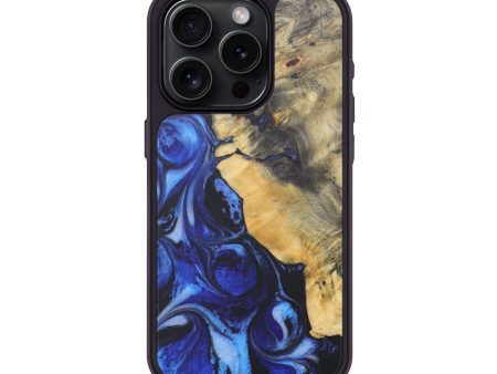 iPhone 15 Pro Wood+Resin Phone Case - Trudy (Blue, 690543) Supply