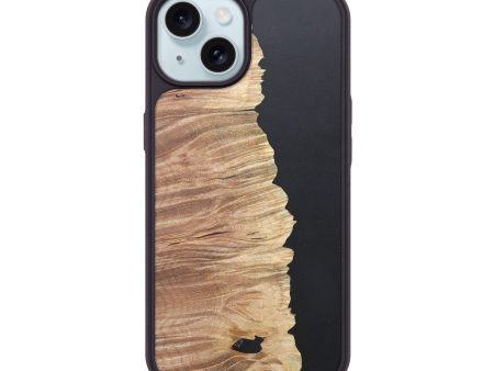 iPhone 15 Wood+Resin Phone Case - Aaliyah (Pure Black, 690554) Hot on Sale