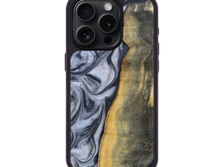 iPhone 15 Pro Wood+Resin Phone Case - Branden (Black & White, 690964) on Sale