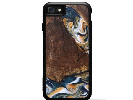 iPhone SE Wood+Resin Phone Case - Malaysia (Teal & Gold, 688471) For Sale