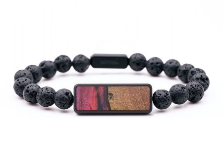 Lava Bead Wood+Resin Bracelet - Nataly (Red, 690239) on Sale