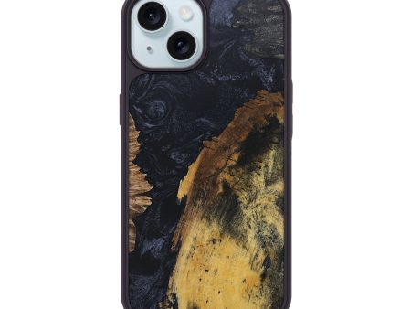 iPhone 15 Wood+Resin Phone Case - Adaline (Pure Black, 690071) Cheap