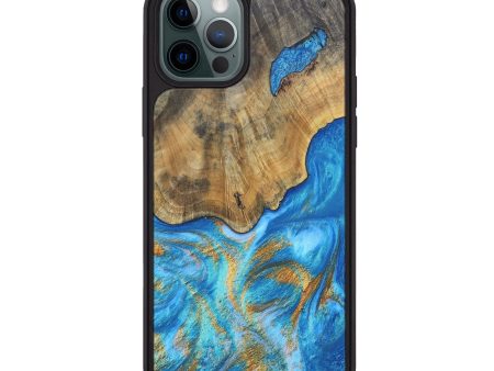 iPhone 12 Pro Max ResinArt Phone Case - Tatyana (Teal & Gold, 691184) Supply