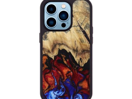 iPhone 14 Pro Wood+Resin Phone Case - Pauline (Fire & Ice, 693090) For Sale