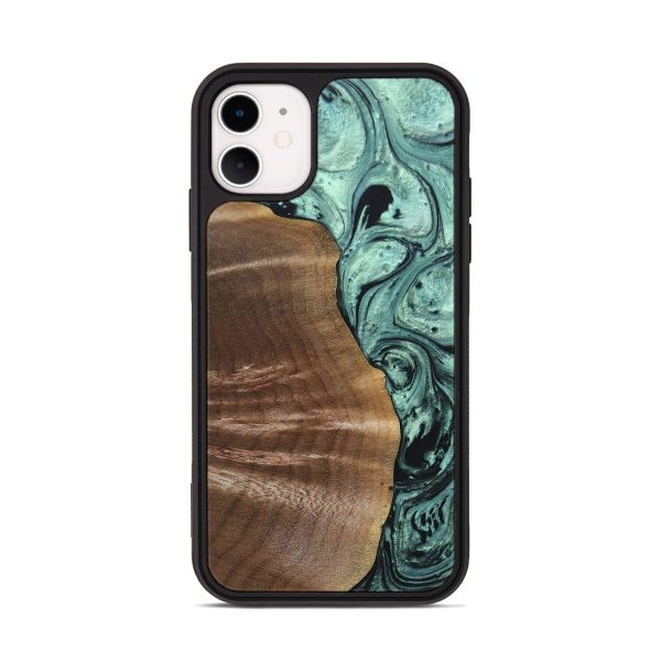 iPhone 11 Wood+Resin Phone Case - Howard (Green, 690648) Online Sale