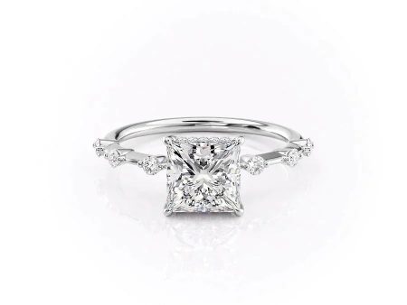 The Hidden Halo Penelope Set With A 3 Carat Princess Moissanite Online